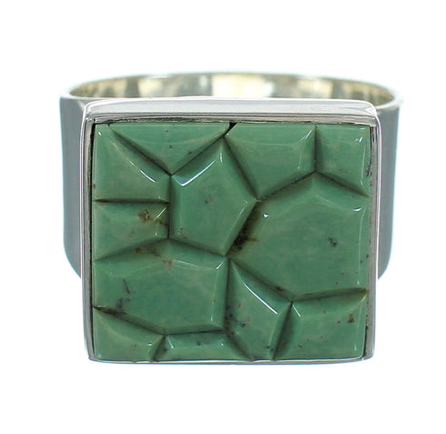 Sterling Silver Turquoise Inlay Ring Size 8-3/4 QX69104